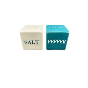 Basic Cube Block Blue and White Salt & Pepper Shakers